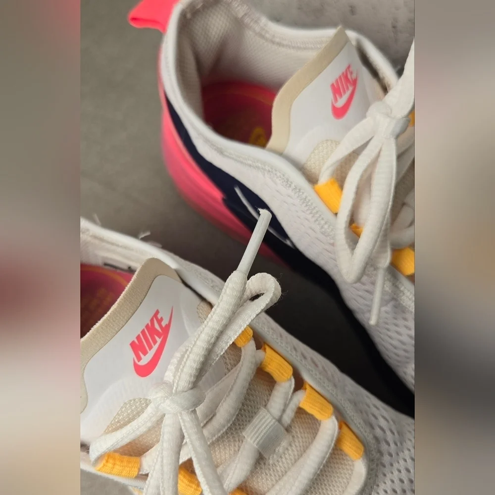 Nike Air Max 270 GS White Yellow Pink Sneakers Women’s 8.5 - Picture 8 of 12